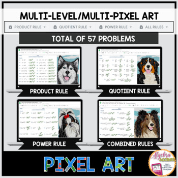 Digital Pixel Art Math Laws of Exponents / Exponent Rules with 4 Levels ...