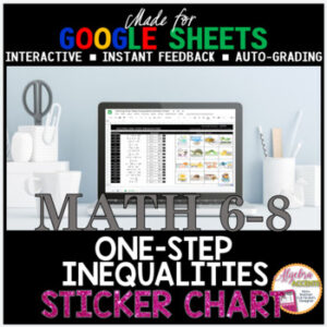 GOOGLE SHEETS Math Solving One-Step Inequalities DIGITAL STICKER CHART