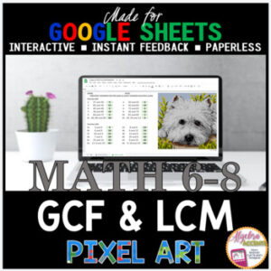 Google Sheets Digital Pixel Art Math GCF and LCM