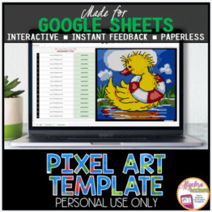 GOOGLE SHEETS DIY Digital Pixel Art Template EDITABLE | Summer Duck