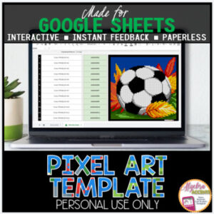 GOOGLE SHEETS DIY Digital Pixel Art Template EDITABLE | Soccer Ball