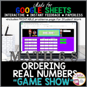 Google Sheets Digital Game Show Ordering Rational and Irrational Numbers | Real