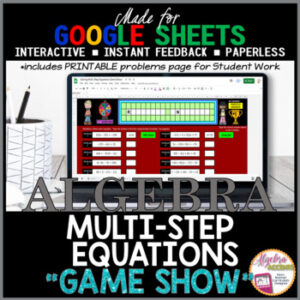 Google Sheets Digital Game Show Solving MultiStep Equations