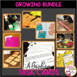 Back to School Algebra 1 Curriculum | Math Task Cards Growing BUNDLE