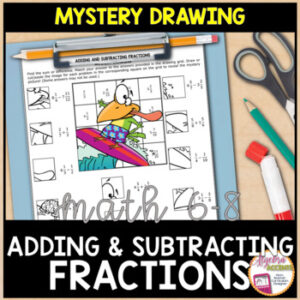 Adding Subtracting Fractions with Unlike Denominators Mystery Picture Drawing