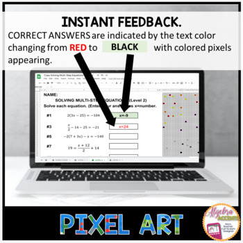 Google Sheets Digital Pixel Art Math Solving Multi Step Equations ...