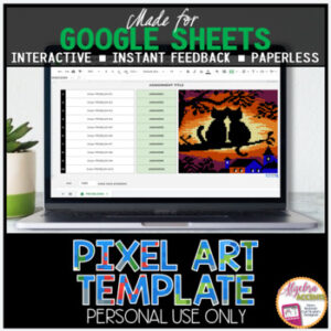 GOOGLE SHEETS DIY Halloween Digital Pixel Art Template EDITABLE | Black Cats