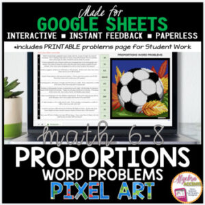Google Sheets Digital Pixel Art Proportions Word Problems