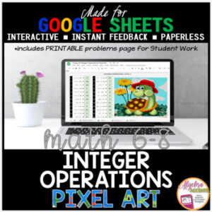 Google Sheets Digital Pixel Art Math Integer Operations 3 LEVELS