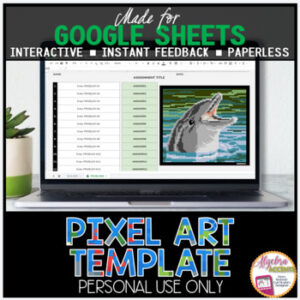 GOOGLE SHEETS DIY Digital Pixel Art Template EDITABLE | Dolphin