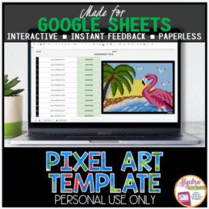GOOGLE SHEETS DIY Digital Pixel Art Template EDITABLE | Beach Flamingo