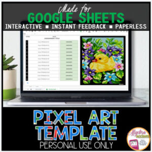 GOOGLE SHEETS DIY Digital Pixel Art Template EDITABLE | Spring Duckling