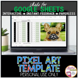 GOOGLE SHEETS DIY Digital Pixel Art Template EDITABLE | Frenchie