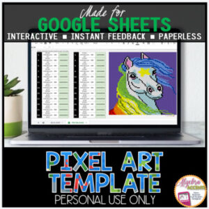 GOOGLE SHEETS DIY Digital Pixel Art Template EDITABLE | Rainbow Horse