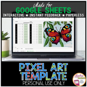 GOOGLE SHEETS DIY Digital Pixel Art Template EDITABLE | Butterfly