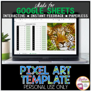 GOOGLE SHEETS DIY Digital Pixel Art Template EDITABLE | Leopard