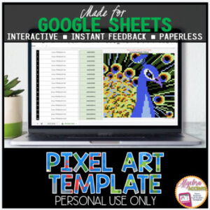 GOOGLE SHEETS DIY Digital Pixel Art Template EDITABLE | Peacock