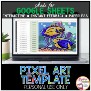 GOOGLE SHEETS DIY Digital Pixel Art Template EDITABLE | Tropical Fish