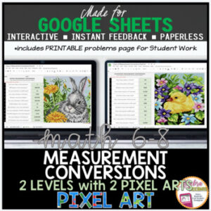 Spring Easter Math Metric & Customary Measurement Conversions Digital Pixel Art