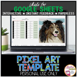 GOOGLE SHEETS DIY Digital Pixel Art Template EDITABLE | Collie