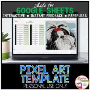 GOOGLE SHEETS DIY Digital Pixel Art Template EDITABLE | Shih Tzu