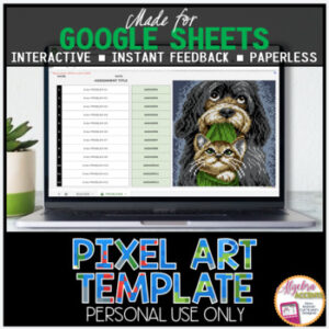GOOGLE SHEETS DIY Digital Pixel Art Template EDITABLE | Dog with Cat