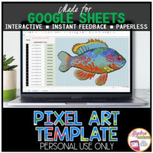 GOOGLE SHEETS DIY Digital Pixel Art Template EDITABLE | Rainbow Fish
