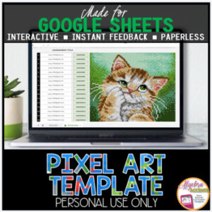 GOOGLE SHEETS DIY Digital Pixel Art Template EDITABLE | Confused Kitten
