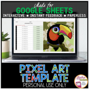 GOOGLE SHEETS DIY Digital Pixel Art Template EDITABLE | Toucan