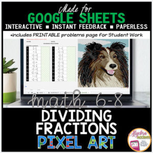 Dividing Fractions Digital Pixel Art Math Activity