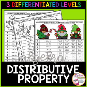 Distributive Property Christmas Math Algebra Activity