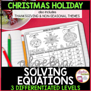 Solving Equations Coloring | 3 Levels Math Algebra 1 Activity