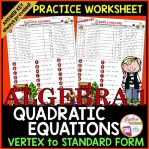 Writing Quadratic Equations | Vertex Form to Standard Form Practice