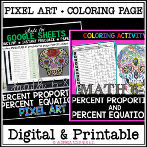 Percent of a Number | Equation | Proportion Printable and Pixel Art