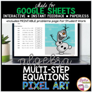Algebra Solving Multi Step Equations | Non-Seasonal | Christmas Pixel Art Math