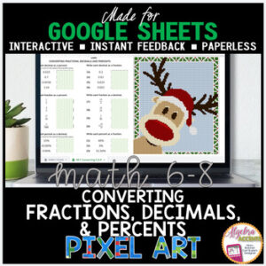 Converting Fractions Decimals Percent Google Sheets Math Pixel Art Activity