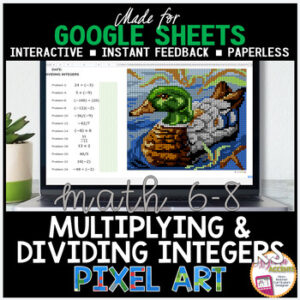 Google Sheets Digital Pixel Art Math Multiplying and Dividing Integers