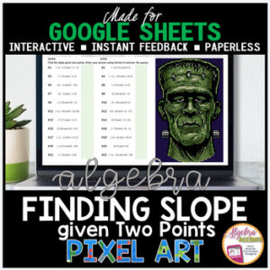 Finding Slope from Two Points Pixel Art Math Algebra 1 Activity