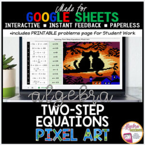 Solving Two Step Equations Algebra 1 Digital Pixel Art Activity