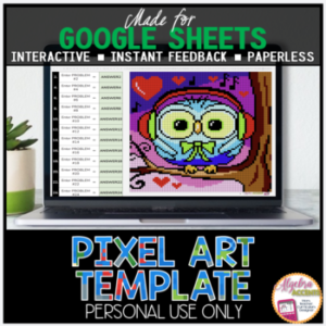 GOOGLE SHEETS DIY Digital Pixel Art Template EDITABLE | Valentine's Day Owl
