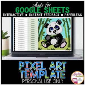 GOOGLE SHEETS DIY Digital Pixel Art Template EDITABLE | Cartoon Panda