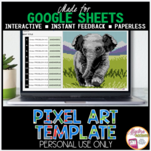 GOOGLE SHEETS DIY Digital Pixel Art Template EDITABLE | Elephant