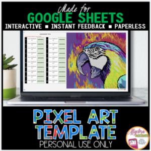 GOOGLE SHEETS DIY Digital Pixel Art Template EDITABLE | Neon Parrot